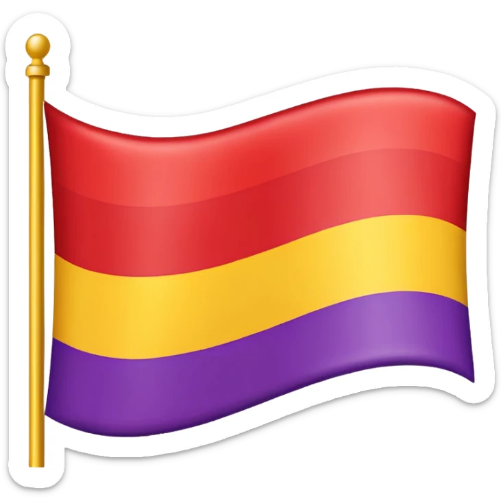 Bandera con tres franjas, la de arriba roja, la del medio amarilla y la de abajo morada sticker