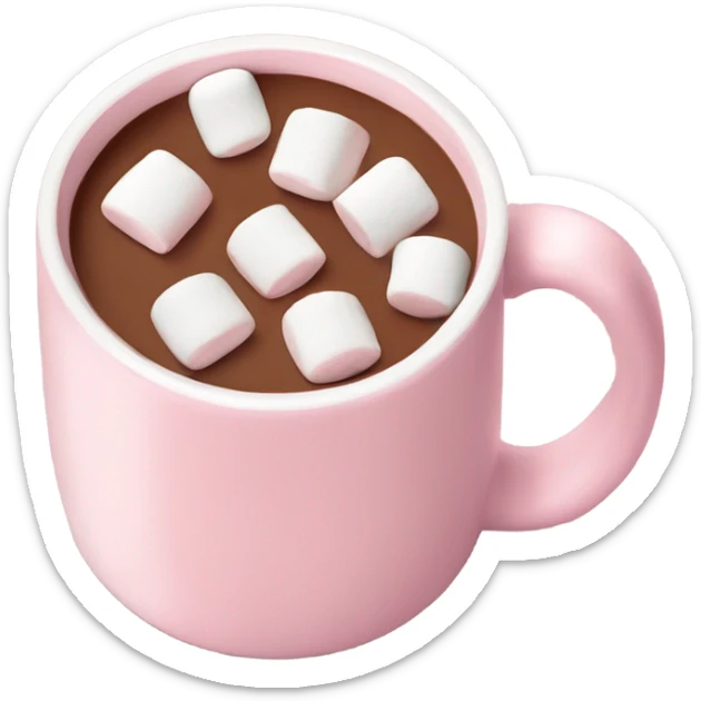 Light Pink mug of hot chocolate with marshmallows  sticker