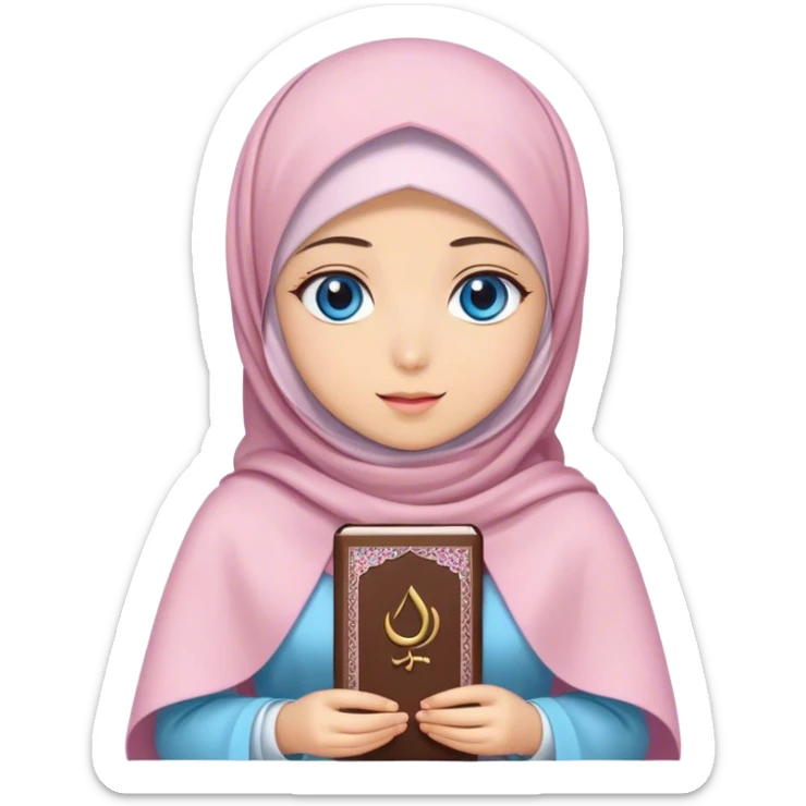Turkish beautiful finish Konya girl blue eyes with hijab and Sakura dress have Quran  sticker