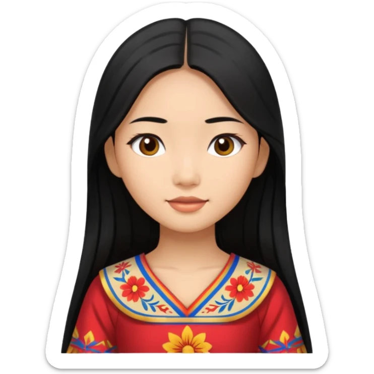 Asian girl with long black hair in Filipino dress sticker