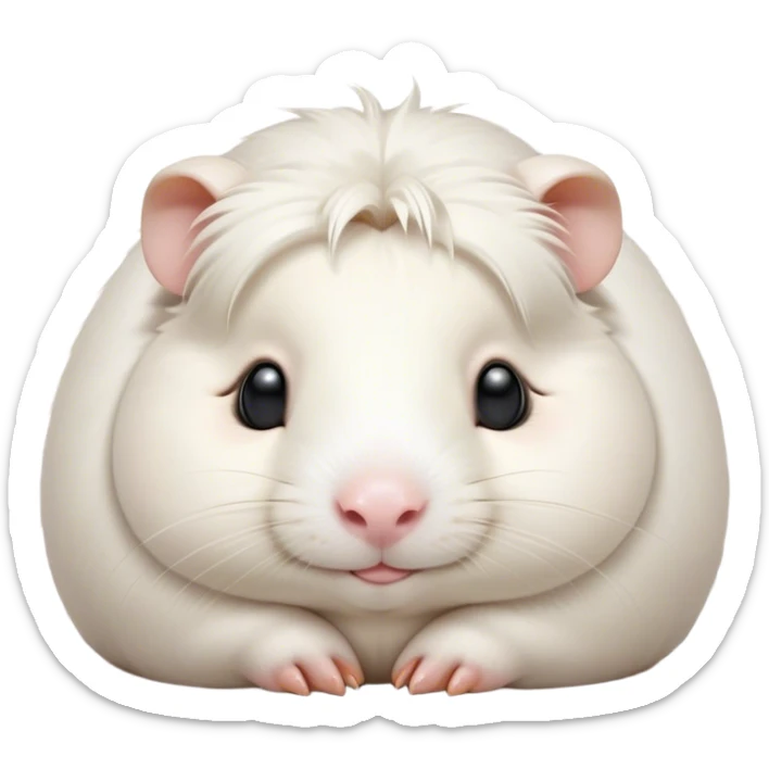 Meme-Worthy Cute Sleeping White Guinea Pig Portrait Emoji, Head resting peacefully with a contented smile, showcasing a delightfully chubby build and a luxuriously soft pure white coat, eyes shut in a serene, cozy nap, Simplified yet hilariously adorable features, highly detailed, glowing with a soft, drowsy light, high shine, relaxed and utterly lovable, stylized with an air of playful laziness, bright and heartwarming, soft glowing outline, capturing the essence of a comically sleepy guinea pig, so meme-worthy it feels like it could instantly become the next viral sensation of adorable slumber! sticker