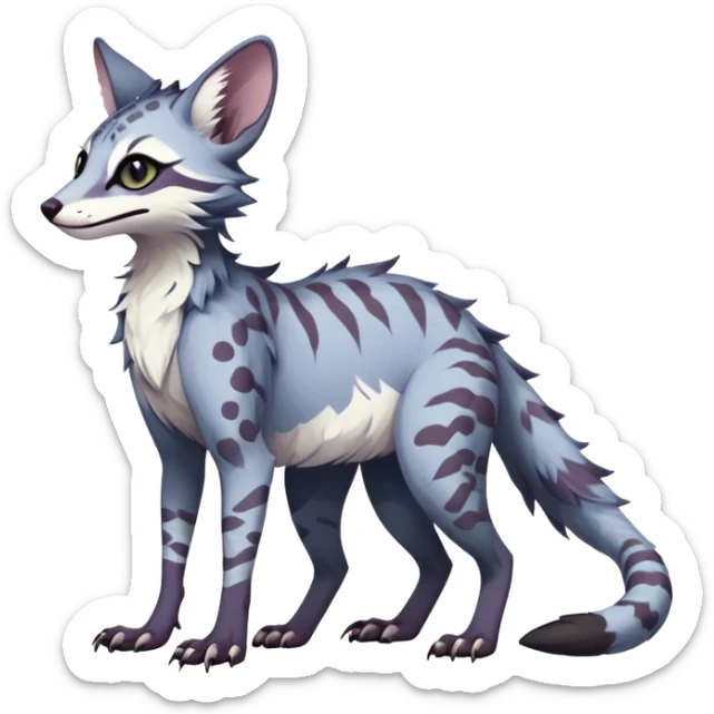 Feral Rare Fantasy dark pastel Vernid-Sergal-Genet-Trico-species by LiLaiRa, random markings, tufted ears, full body sticker