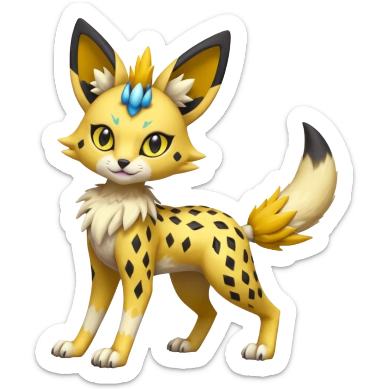 Colorful Meloetta-Joltik-Vernid-Sergal-Serval-Pokémon-Fakémon-fusion-hybrid-creature sticker