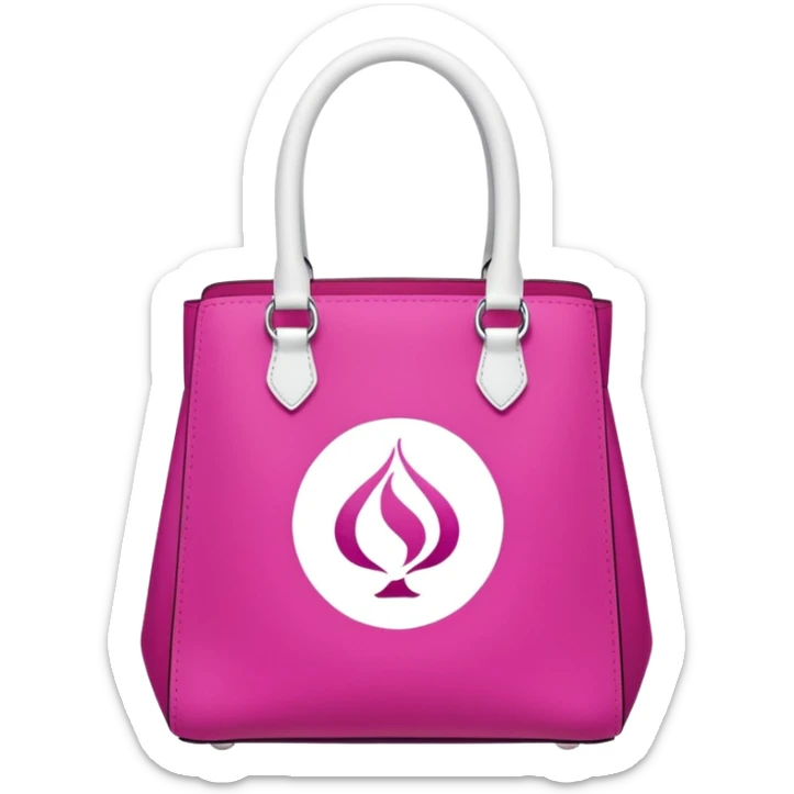 bolsa fucsia con asas blancas y en el centro de la bolsa el logo de druni perfumerias en color blanco sticker