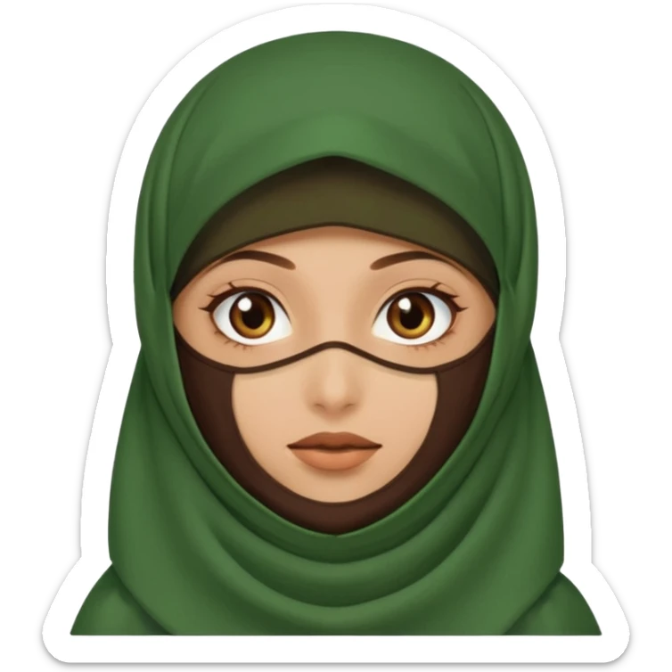 Niqab musli girl chocolate color make the niqab green sticker