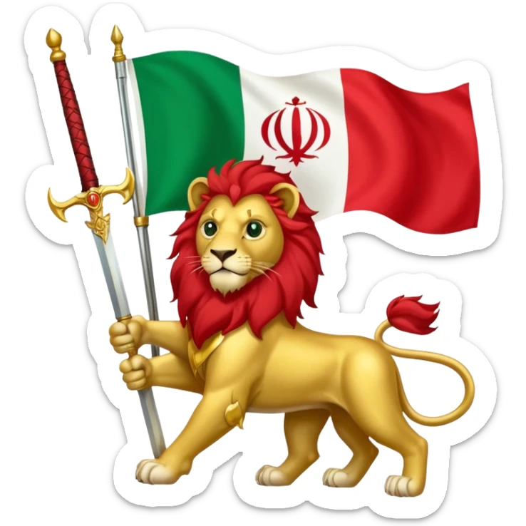 The flag of Iran, but instead of the word Allah, it has a lion. sticker