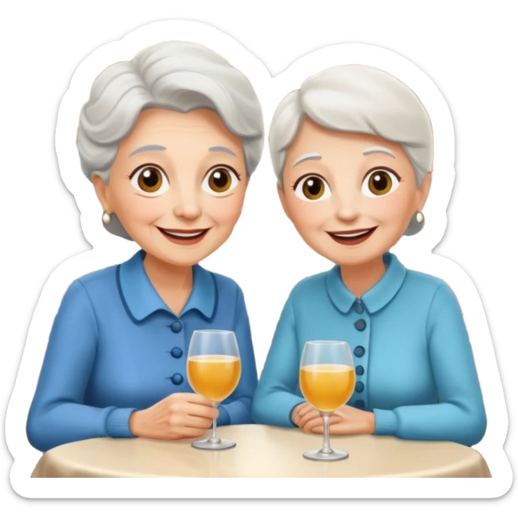 conversación dentro de un restaurant  dos personas y una de las persoans sea una abuela sticker