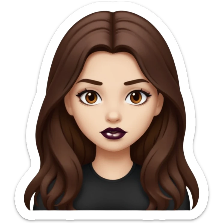 a pretty bratz fair girl with brown long hair styled well, looking like a baddie sticker