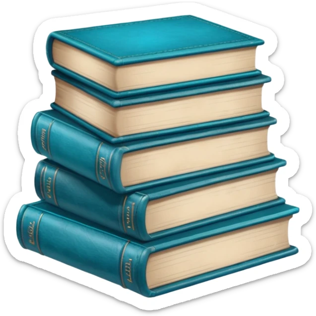 Pile of books that symbolises history in blue/turquoise color sticker