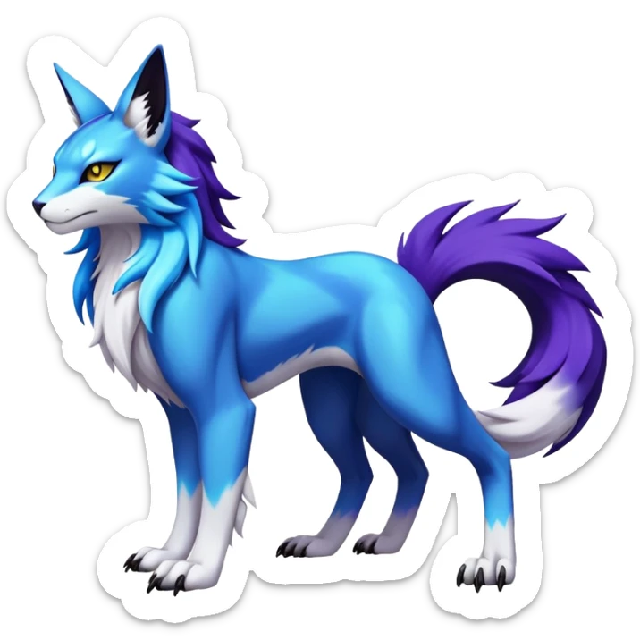 Shiny Elemental Exotic Renamon-Raikou-Liepard-Persian-Pokémon-Fakémon-hybrid-creature (full body) sticker