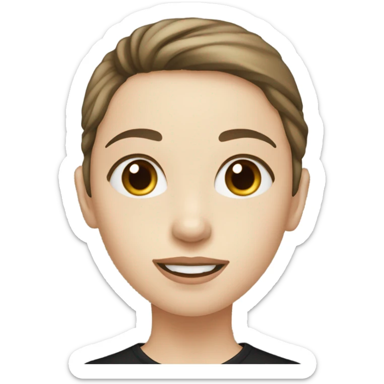 pale skin young woman with black shirt short dark brown hair sticker