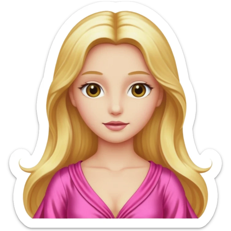 Venus from Gods and Goddesses with long golden blonde hair, pink outfit sticker