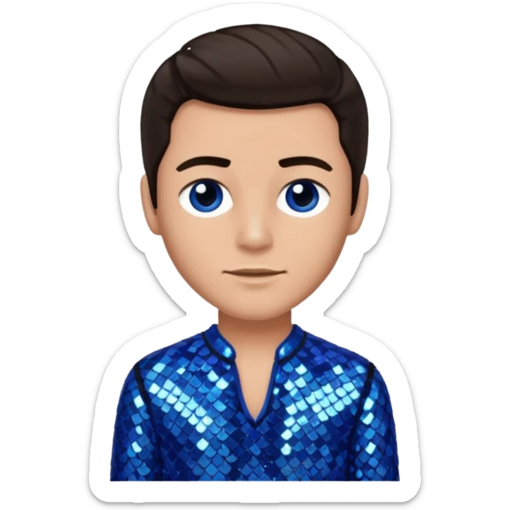 Joseph, father of Jesus from The Bible with dark brown hair, blue sequin outfit sticker