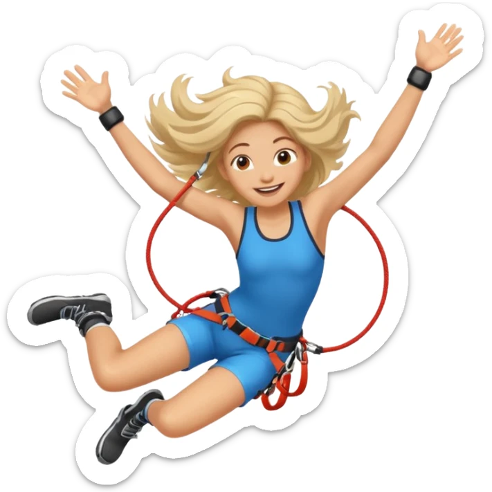 extreme sports lover face bungee jumping face only with hair flying sticker