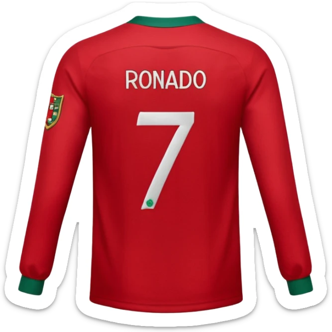 red Portugal football shirt with Ronaldo 7 on the back sticker