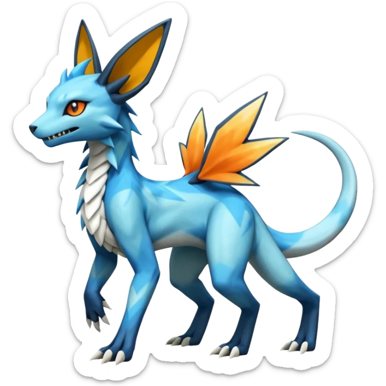 Glaceon-Salandit-Electrike-Zeraora-Fakémon-hybrid-creature (full body)  sticker