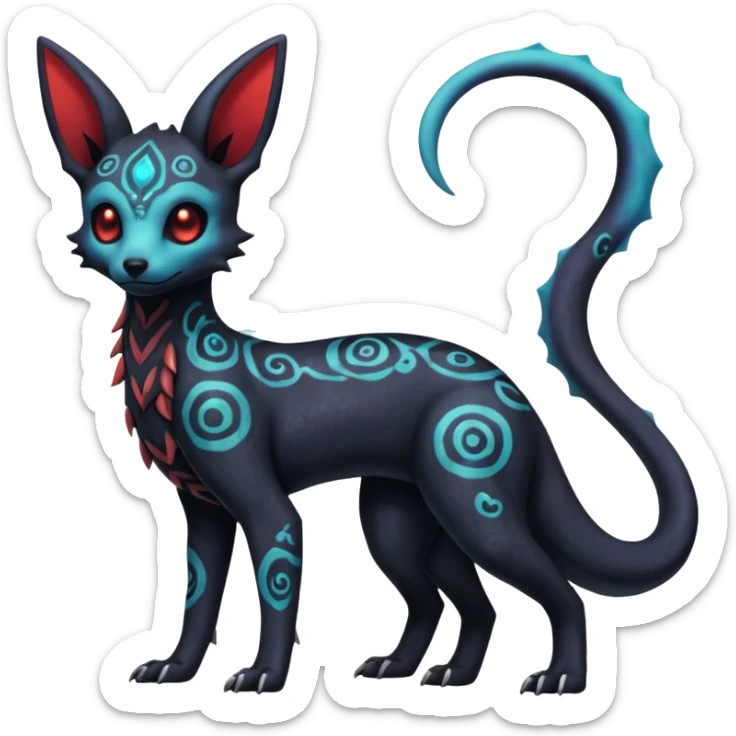 Nebulae Gothic Spooky Umbreon-Salandit-Cubone-Duskull-Noibat-Fakémon-hybrid-creature (full body)  sticker