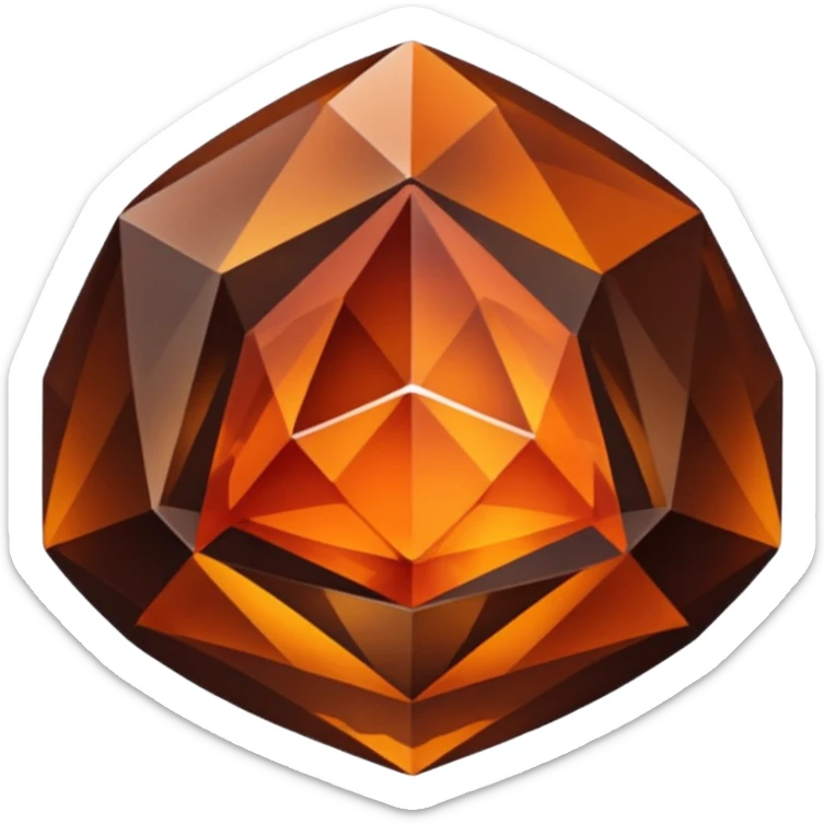 chatoyant gemstone crystla layered colors dark brown and dark orange 3d png background matte sticker