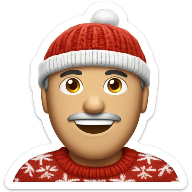 Italian man wearing a knitted Christmas sweater and a Santa hat  sticker