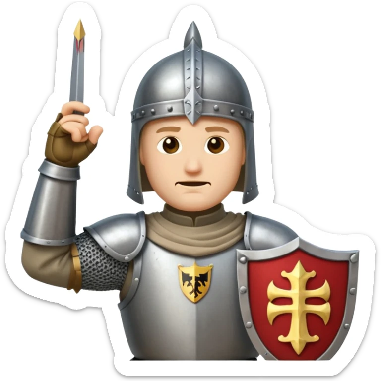 Hazme el emoji de un caballero medieval con actitud muy masculina en diversos estados de animos de los caballeros teutonicos saludando sticker