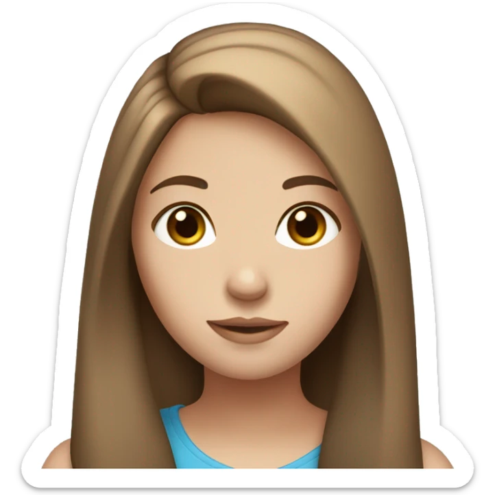 a girl with brown straight hair, fair skin and blue eyes sticker