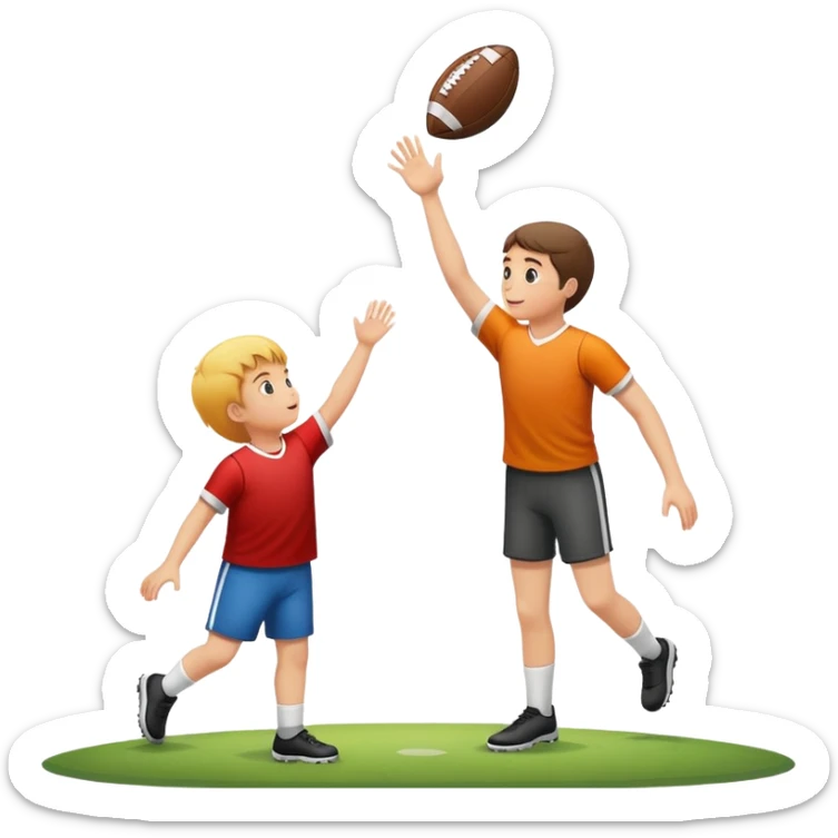 Little person throwing football to tall person  sticker