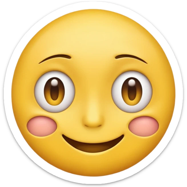 a yellow emoji-face with a nervous smile. the right eye is wide opened, the left eye is half closed. sticker