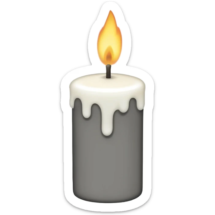 A simple emoji-style illustration of a candle with no flame, the wick slightly burnt, and a small amount of light smoke rising, minimal design, flat emoji look sticker