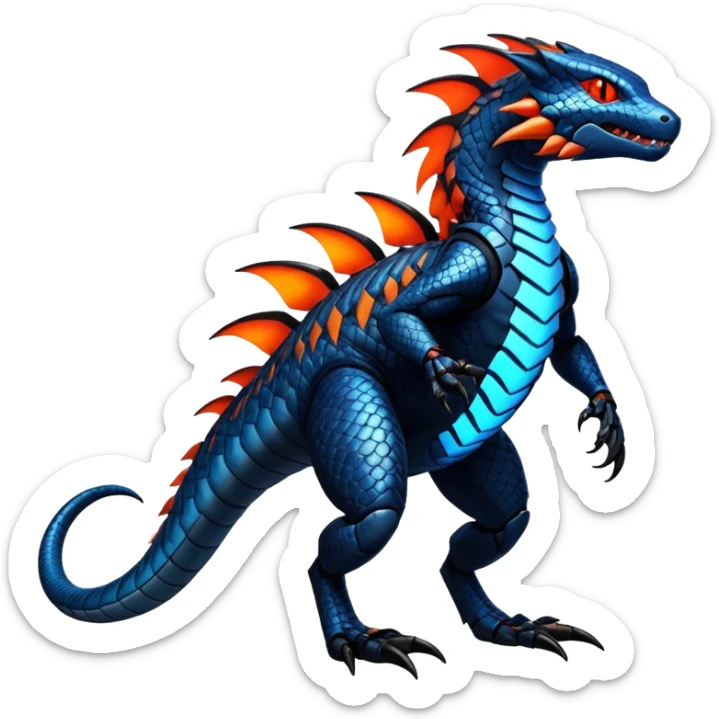 Modern Futuristic Scaly Cyber-Salandit-Litten-Hybrid (Full body) sticker