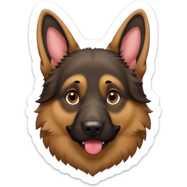 cartoon style dark German Shepherd dog with longer tongue hanging out  sticker