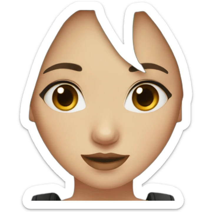 short orange hair with dark brown roots girl with green eyes and a septum piercing sticker