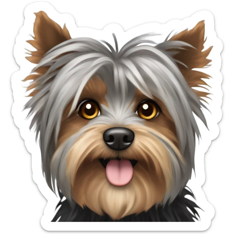super old crusty scraggly black brown and a little bit of gray dog that’s super ugly and old yorkshire terrier and maltese mix make it way way way uglier and crustier  sticker