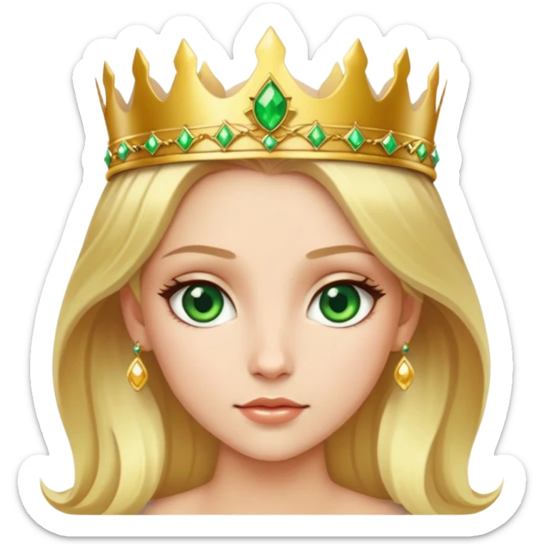 beautiful princess with blonde hair and striking green eyes wearing a crown sticker