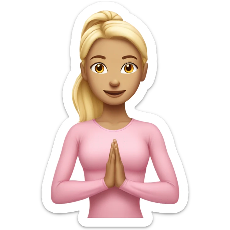blonde yoga girl light pink clothes n sticker