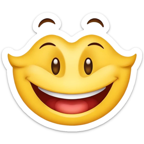 Un emoji smiley basique qui sourit mais quand on le regarde bien il est flippant (a cause de son sourire et peut être des ses yeux) c'est pour dire merci a la fin d'un diapo en classe pour la faire rire sticker