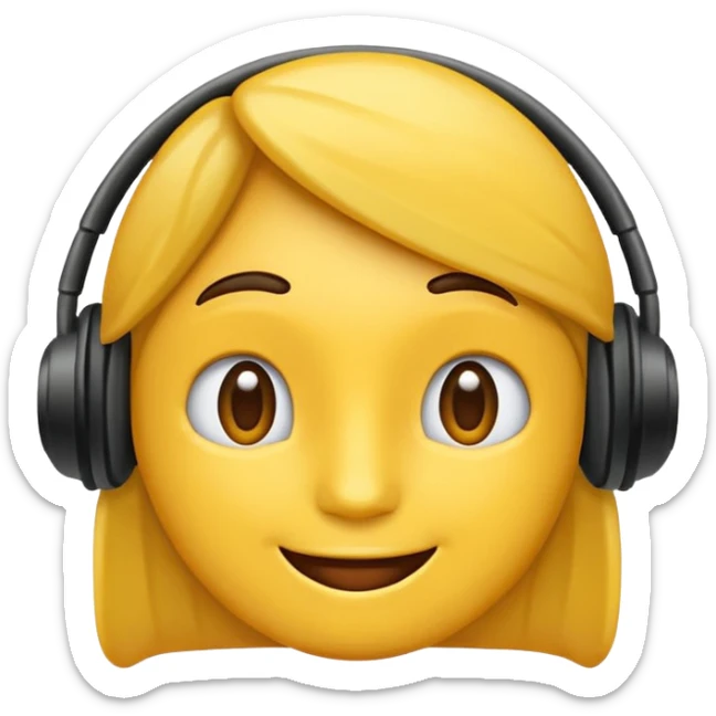 Un emojis feliz con audífonos puestos pero sin  naris un sencillo el emojis  sticker