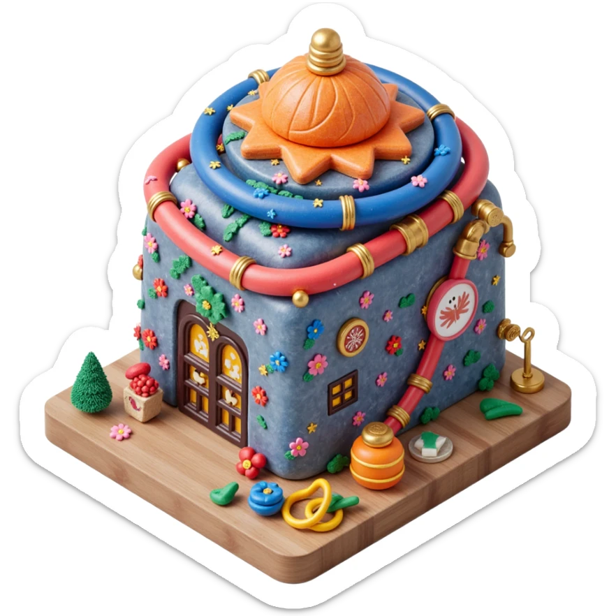 a tangled mass of colorful wires, skeuomorphism style sticker