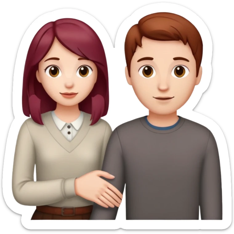 Burgundy haired girl holding brunette boyfriends hand sticker