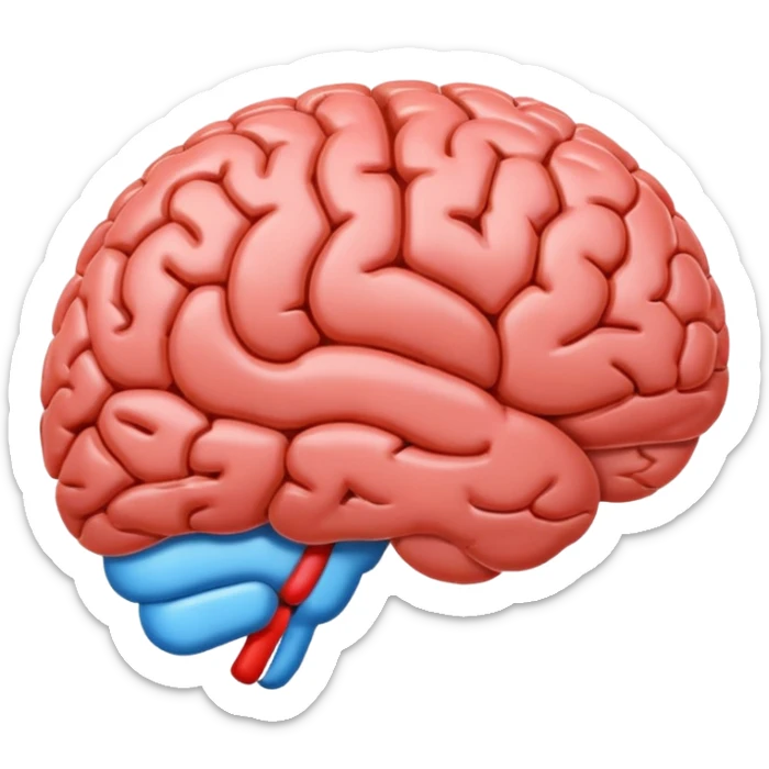 brain emoji in the style and colors of the Google logo, clean and modern sticker