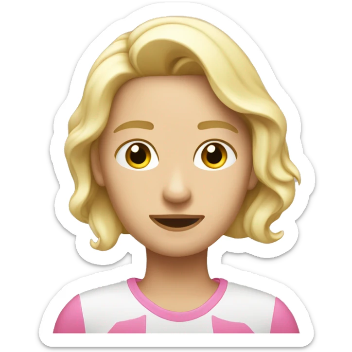 Persona blanca con pelo rubio durmiendo con una sábana rosa sticker