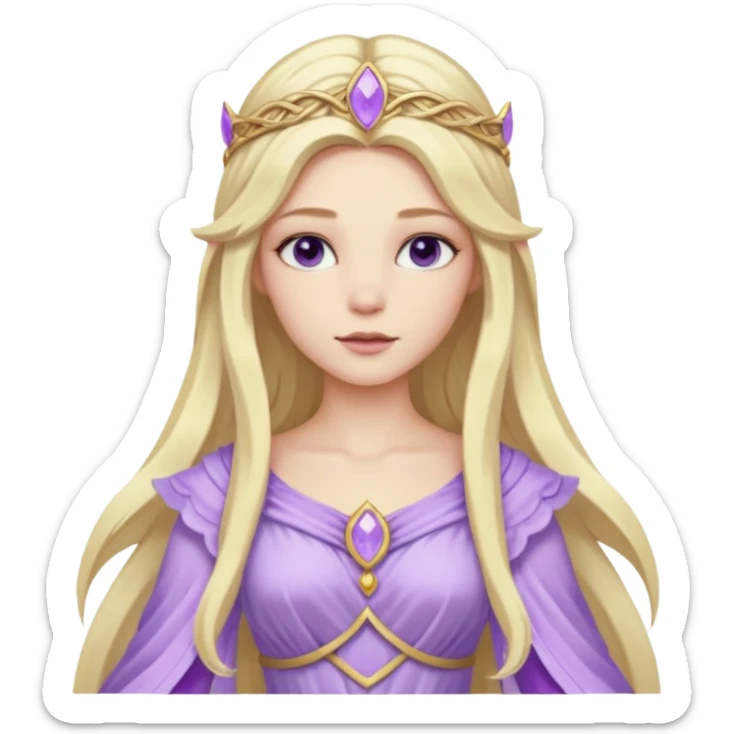 Freya, Goddess of Love from Gods and Goddesses with long blonde hair, lilac outfit sticker