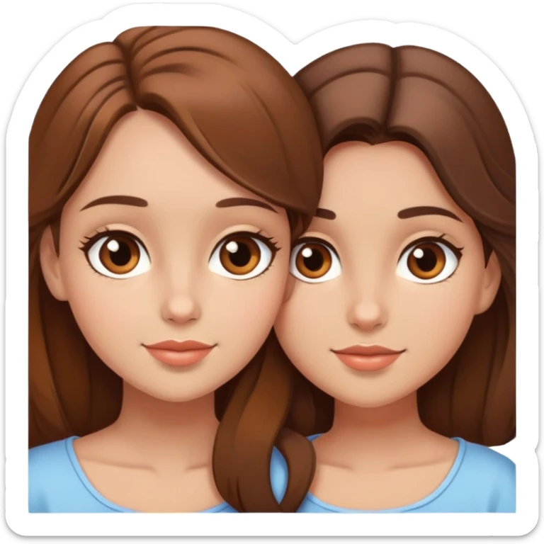 two very in love girl both with brown hair and brown eyes sticker