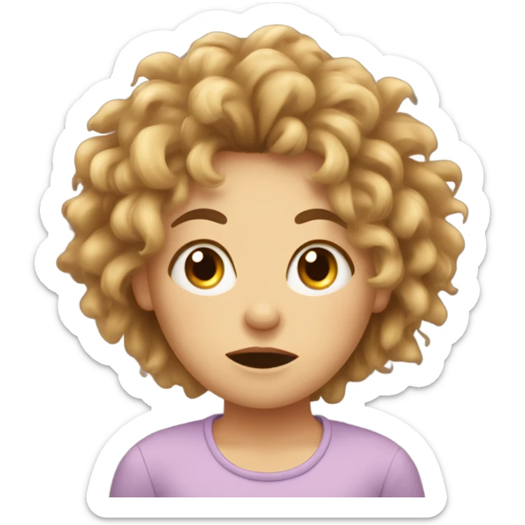 girl sleep with frizzled hair has z's and drooling sticker