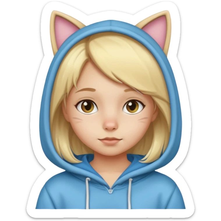 blonde girl kid in cat hoodie costume sticker