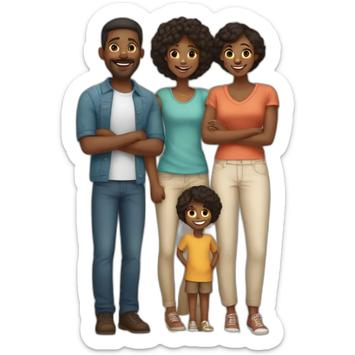 a loving black family of 5 with a mom and dad, 2 teen boys and a 5 year old boy sticker