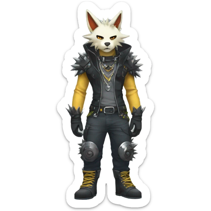 Anthro Cool Soma Fakemon with an edgy spiked collar Full Body sticker