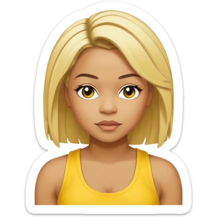 Tionne T-Boz Watkins short with long front blonde hair, yellow tank top sticker