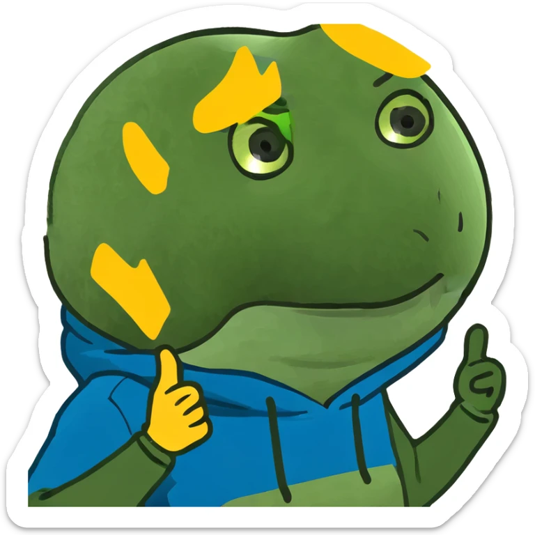 Un emoji de piel amarilla de pelo rubio y con buzo azul haciendo dab sticker