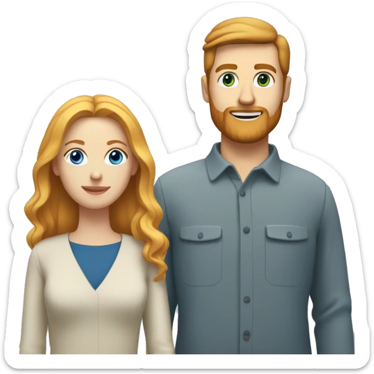 Couple white man with ginger hair and beard and a white woman with blonde hair and blue eyes  sticker