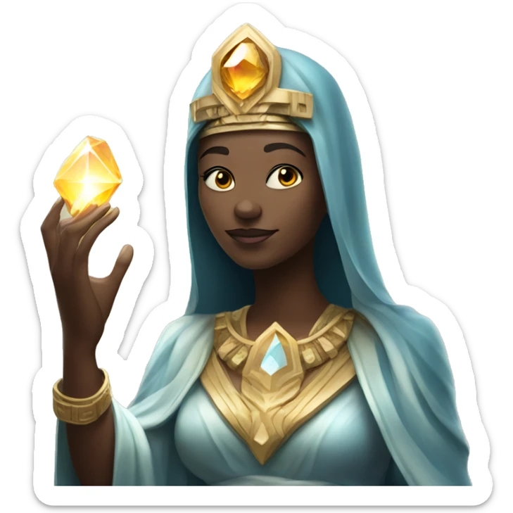 Priestess with a crystal glowing in her hand sticker